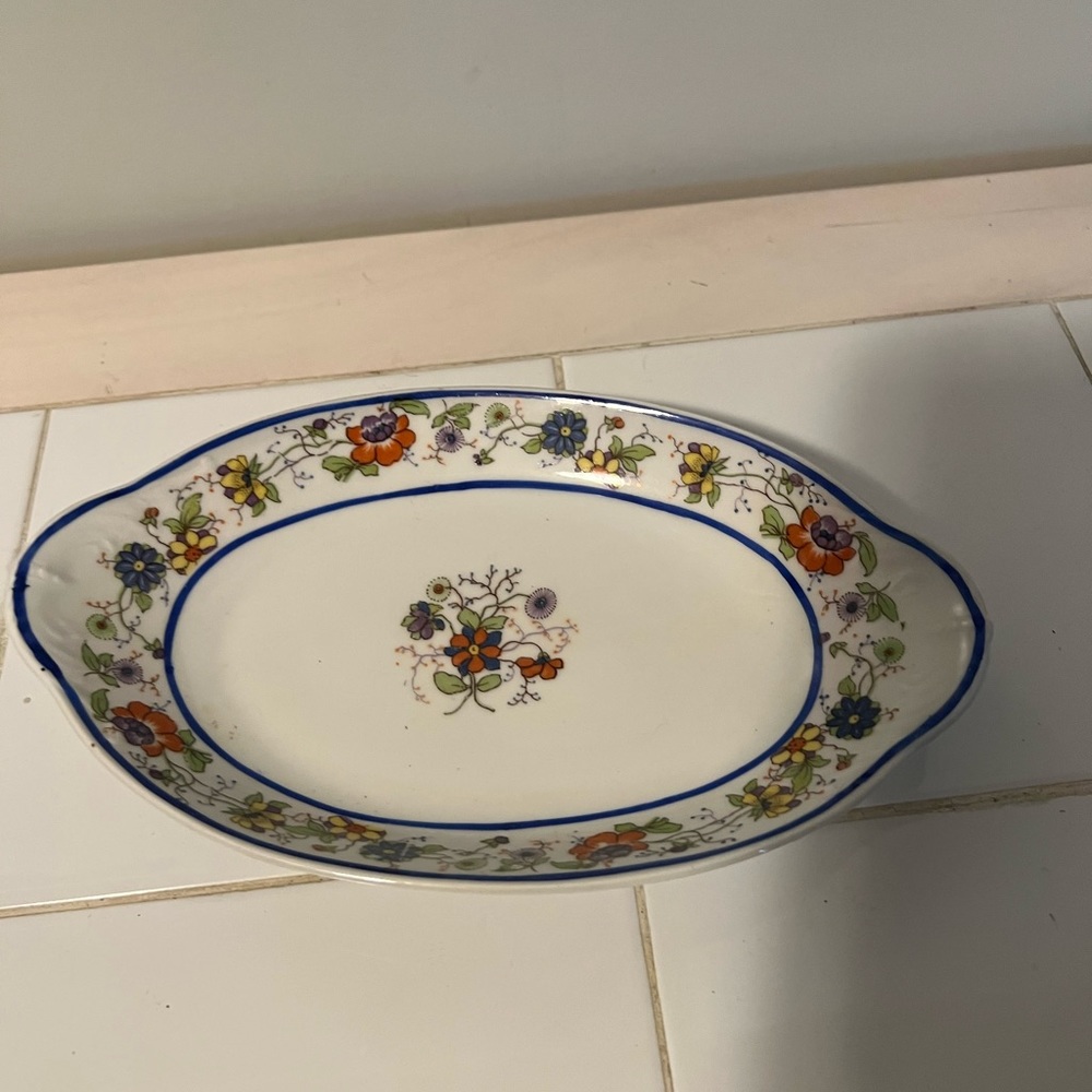 Vintage oval floral serving dish PK Unity made in Germany